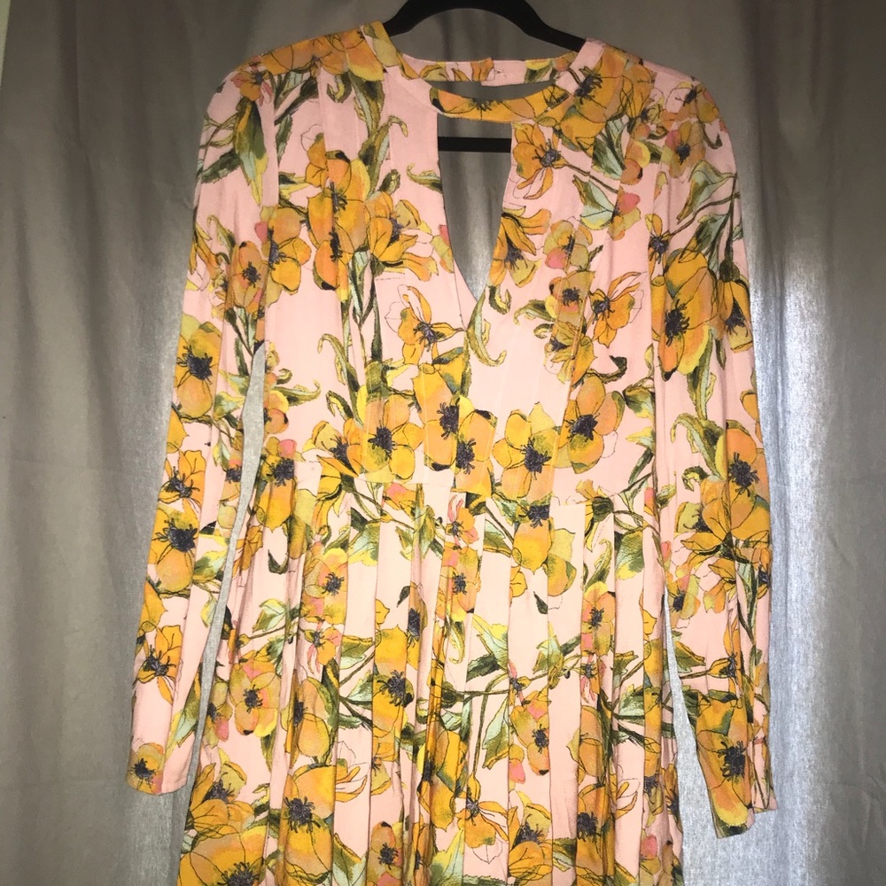 Floral long sleeve free people dress size 2